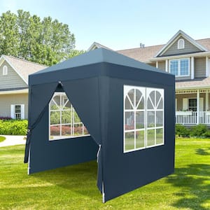 6.5 ft. x 6.5 ft. Blue Straight Leg Pop-Up Canopy with 4 Sides