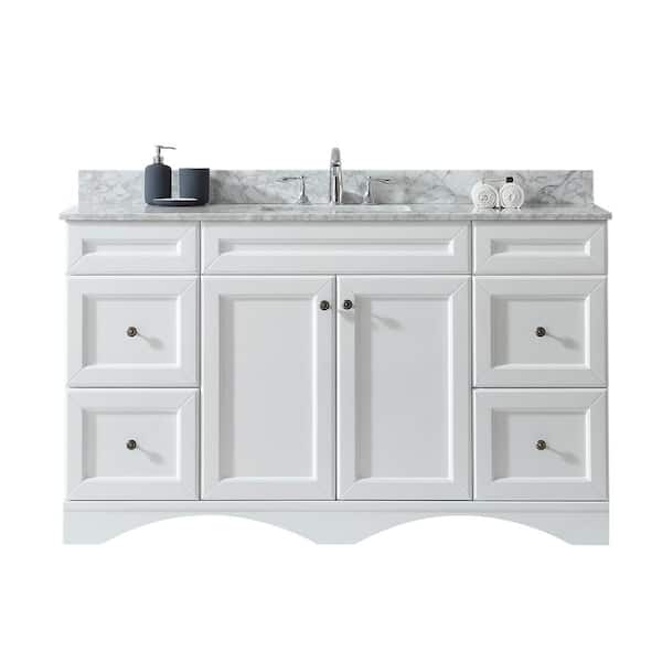 Virtu USA Talisa 60 in. W Bath Vanity in White with Marble Vanity Top in White with Square Basin