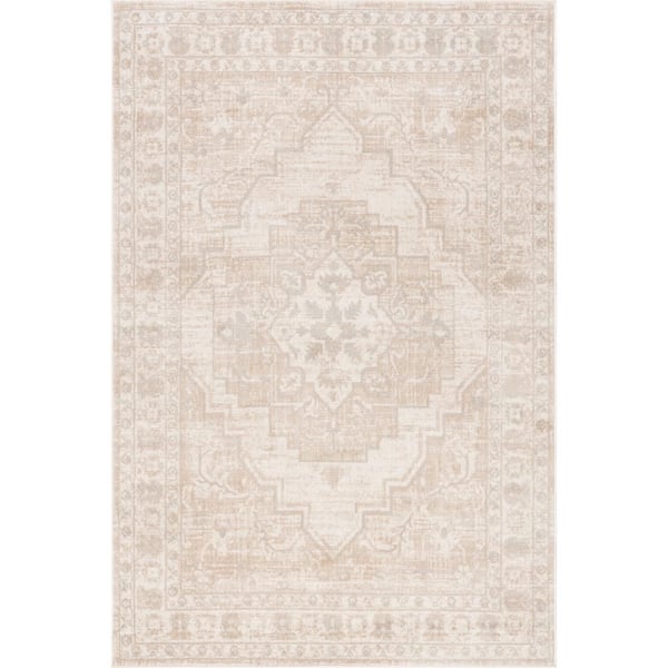 Elisabeth Medallion Beige 6.7 ft. x 9 ft. Indoor Area Rug