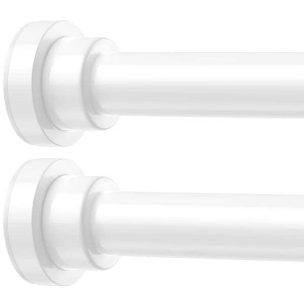 2 pcs 64in. Stainless Steel Adjustable Tension Curtain Rods No Drilling Spring Tension Shower Curtain Rod in White