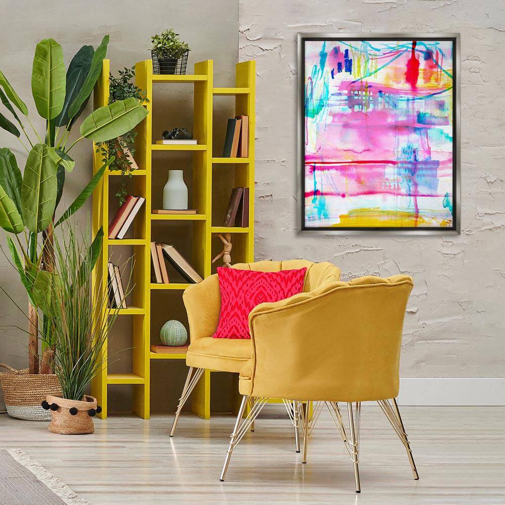 Picnic Party Composition by Gemma Bardot Gray Floater Frame Abstract Graphic Art Print 31 in. x 25 in. price history on PriceWatchPro