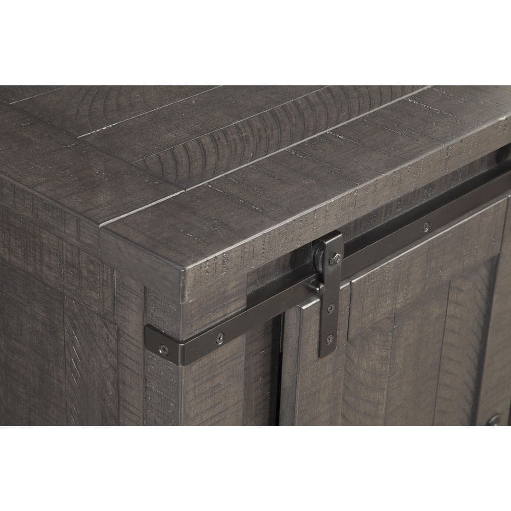 Rustic Sierra 65" Solid Pine TV Stand with Mesh Doors - Gray Finish