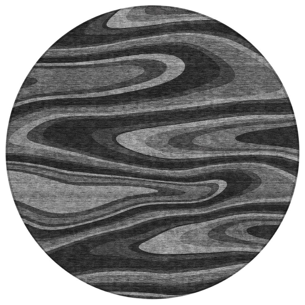 Chantille Machine Washable Indoor/Outdoor Abstract ACN2493 Black 8 ft. x 8 ft. Area Rug price history on PriceWatchPro