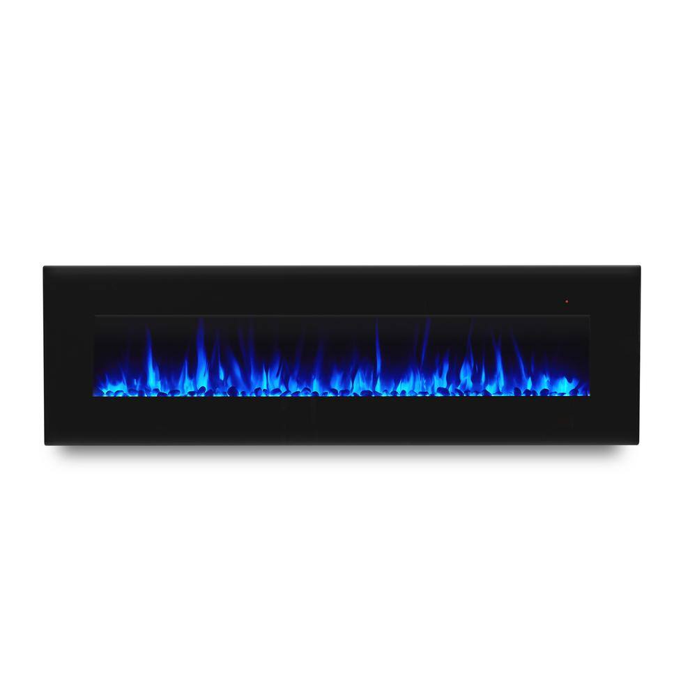 Corretto 72" Black Wall Mounted Electric Fireplace with Mantel