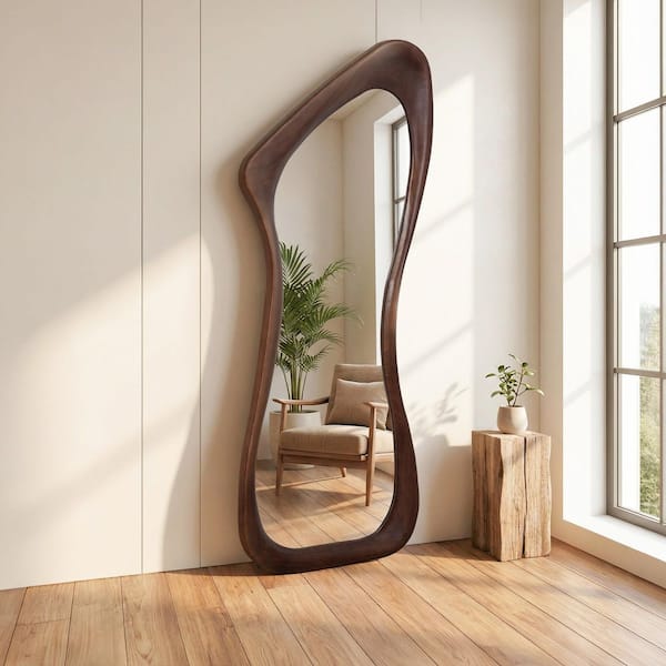 Dovelina Brown 31.5 in. W x 71 in. H Kidney-shaped Solid Wood