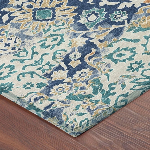 Chantille Machine Washable Indoor/Outdoor Abstract ACN2584 Navy 9 ft. x 12 ft. Area Rug