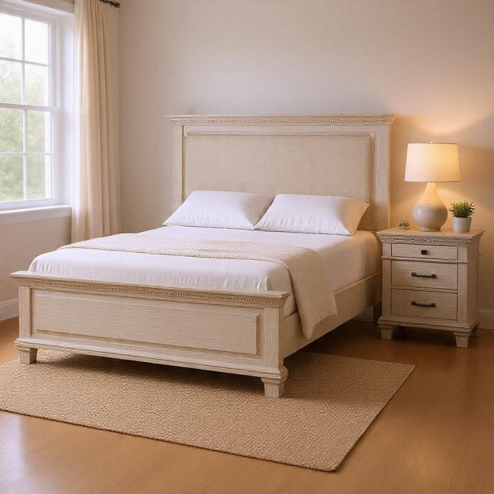 2-Piece Gray and Cream Wood Queen Bedroom Set with Nightstand price history on PriceWatchPro
