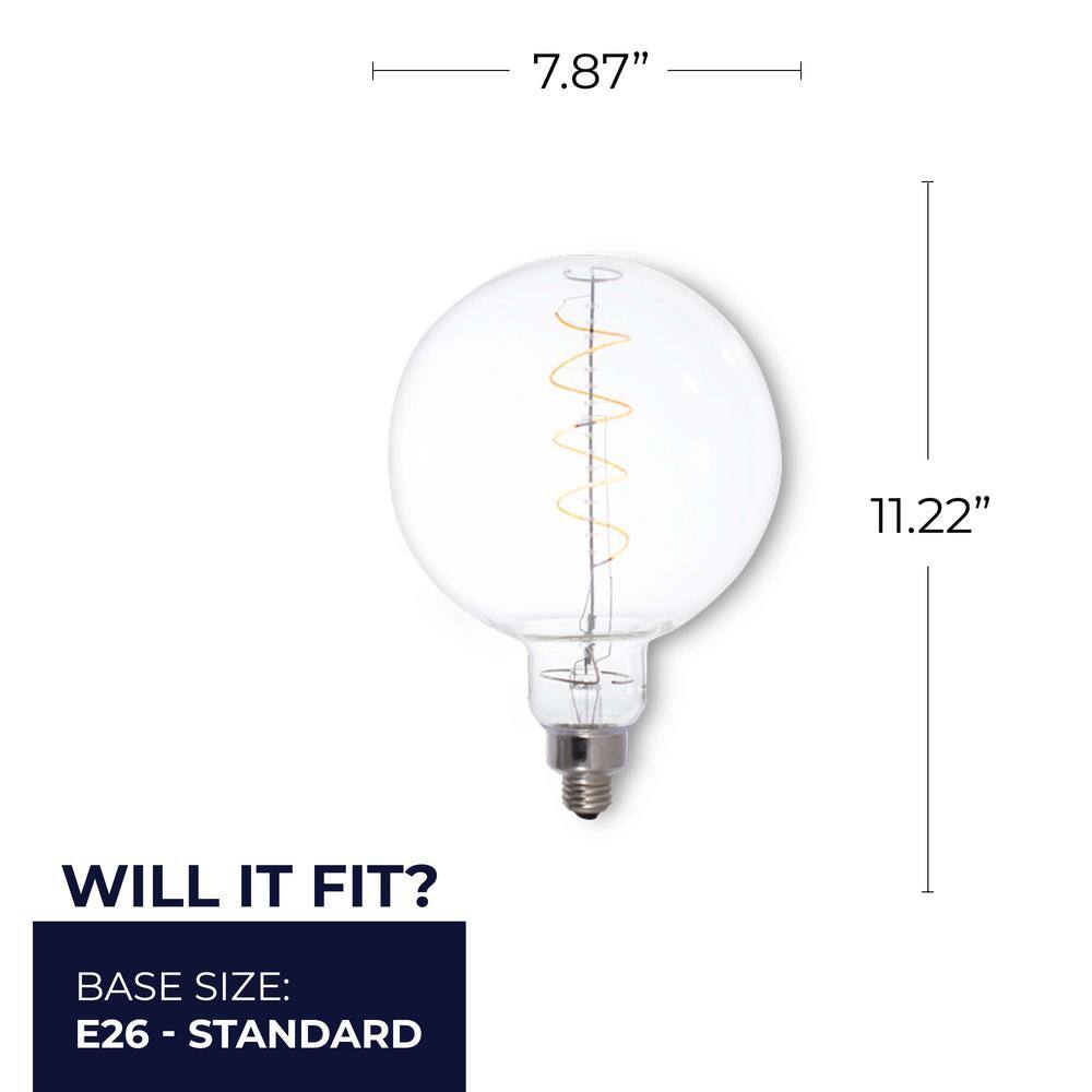 Oversized Clear Globe LED Edison Bulb, Dimmable 2200K