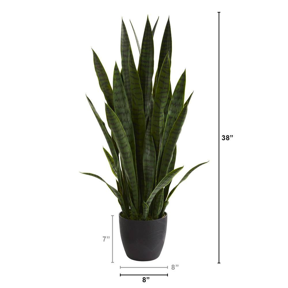 38" Green Plastic Sansevieria Faux Potted Plant