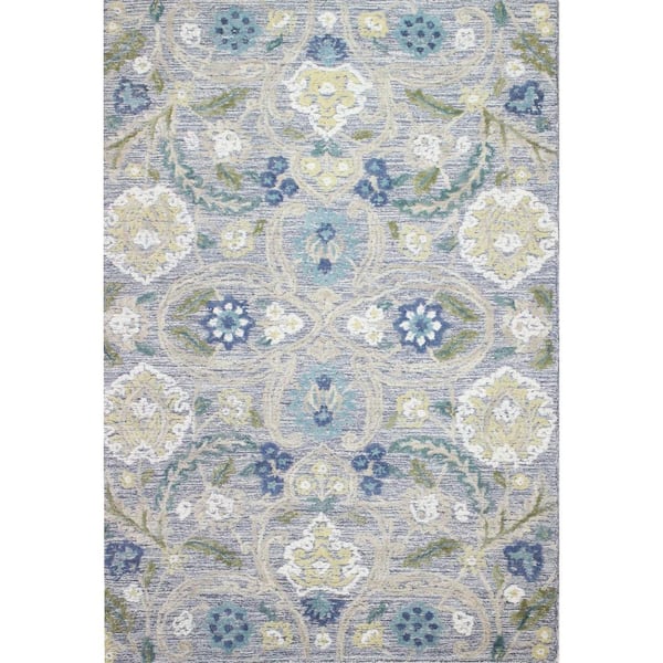 BASHIAN Verona Slate 5 ft. x 8 ft. (5' x 7'6") Geometric Transitional Area Rug