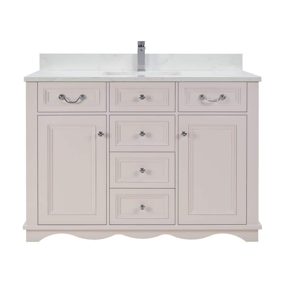 French Contemporary 48 in. Freestanding Dreamy White Bath Vanity with White Artificial Stone Top Assembled Bath Vanity price history on PriceWatchPro