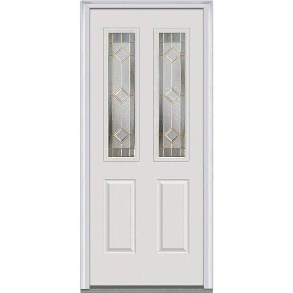 MMI Door 30 in. x 80 in. Majestic Elegance Right-Hand 2-1/2 Lite 2-Panel Classic Primed Steel Prehung Front Door