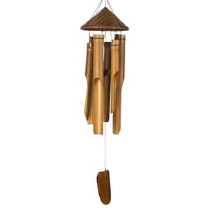 Asli Arts Collection, Woven Hat Bamboo Chime, 34 in. Wind Chime CHT339
