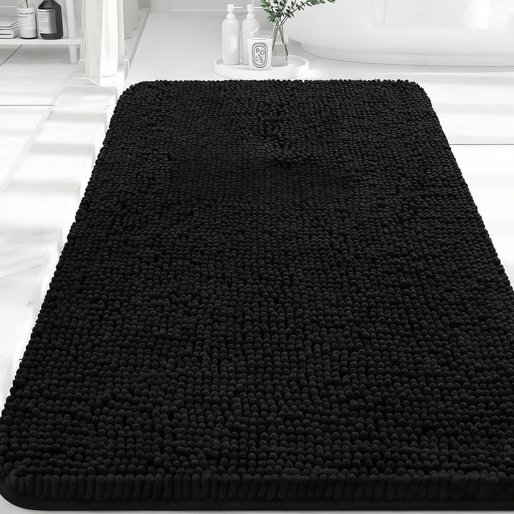 Black 30 in. x 20 in. Machine Washable Bathroom Rugs, Extra Soft Absorbent Chenille Outdoor Quick Dry Drying Mat price history on PriceWatchPro