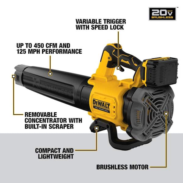 20V MAX 125 MPH 450 CFM Brushless Cordless Battery Powered Blower Kit with (1) 5 Ah Battery & Charger