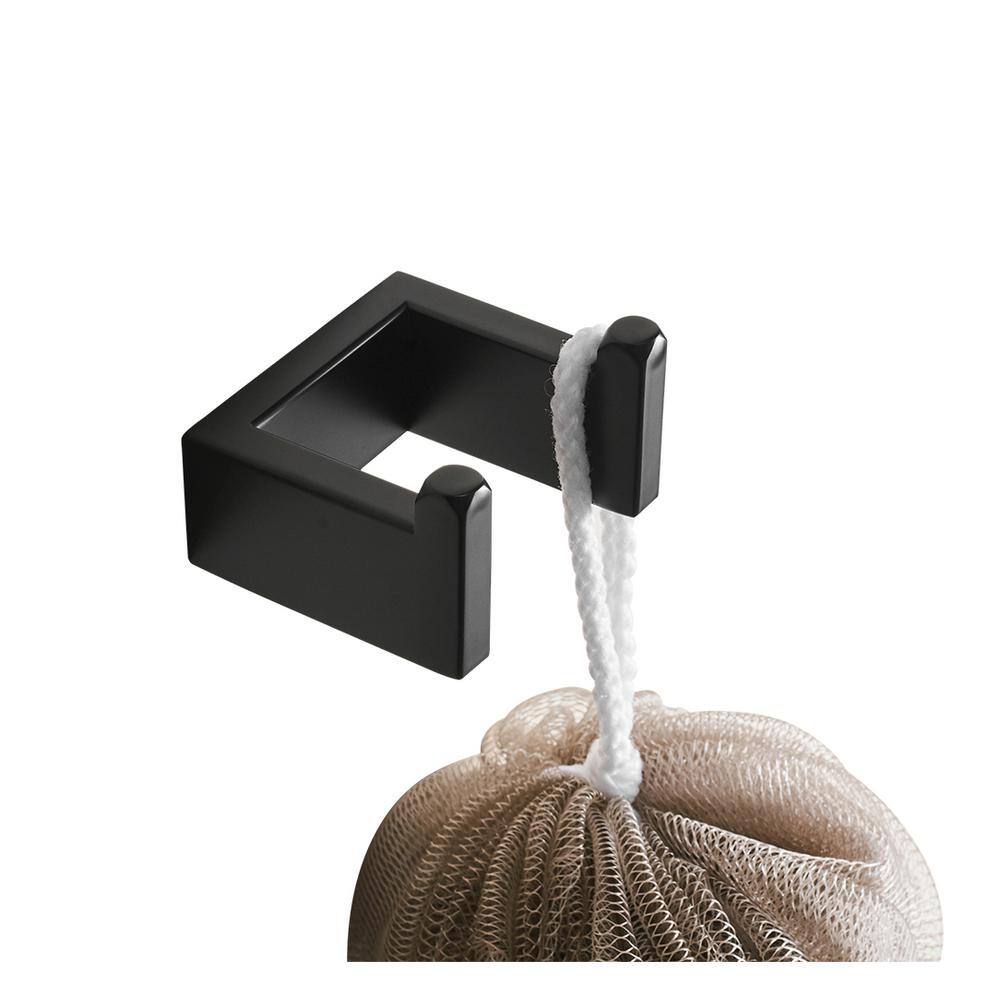 Matte Black Stainless Steel Wall Mounted J-Hook Bath Accessory