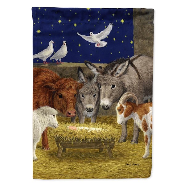 Caroline's Treasures 11 in. x 15-1/2 in. Polyester Nativity Scene with Just Animals 2-Sided 2-Ply Garden Flag