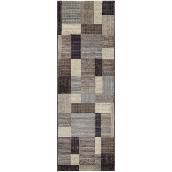 Everest Geometrics Brown-Multi 3 ft. x 8 ft. Runner Rug