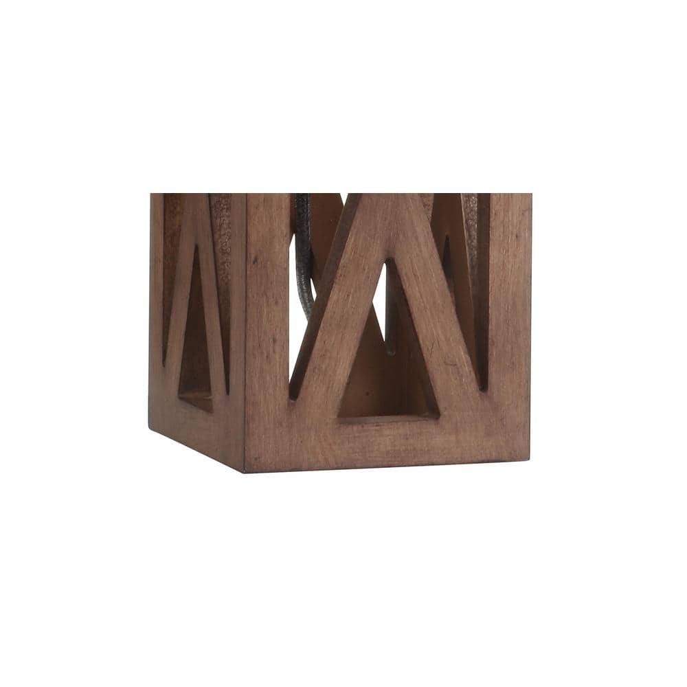 Stewart Rustic 21.5" Brown Wood Table Lamp with White Linen Shade