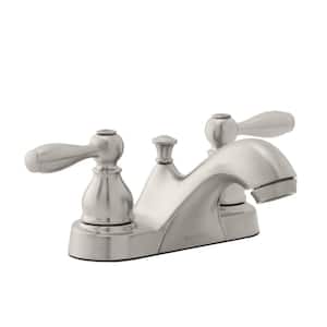 Mandouri 4 in. Centerset 2-Handle Low-Arc Bathroom Faucet in Brushed Nickel