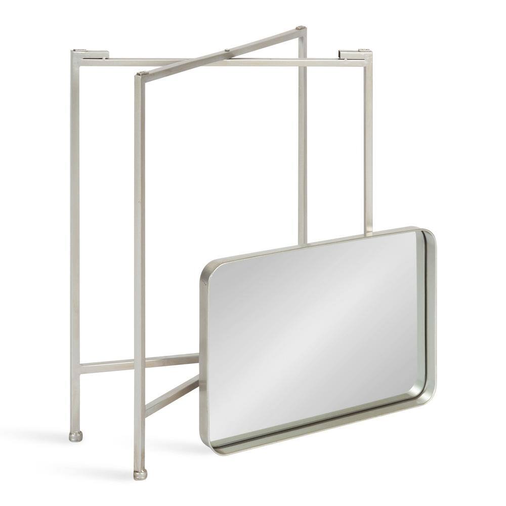 Celia Silver Metal and Glass Mirrored Rectangular Accent Table