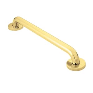 Home Care 24 in. x 1-1/4 in. Concealed Screw Grab Bar with SecureMount in Polished Brass