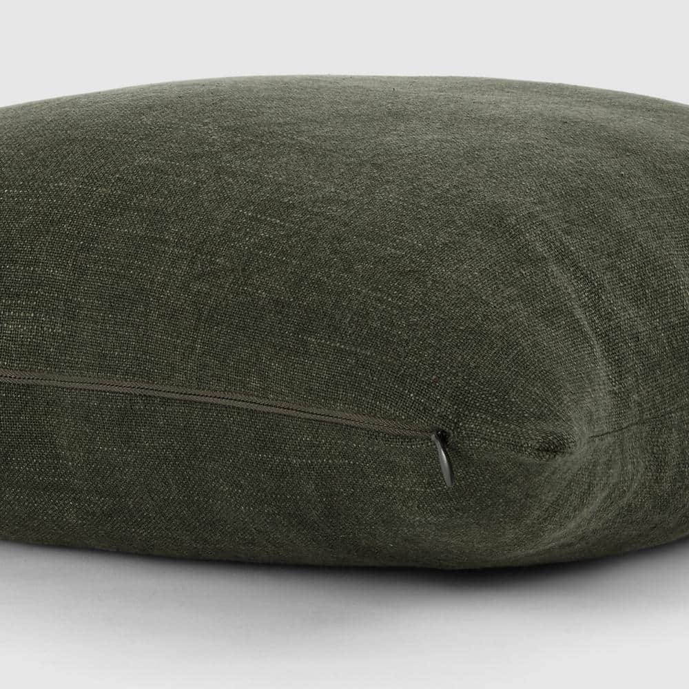 Olive Green Cotton Box Throw Pillow Set of 2