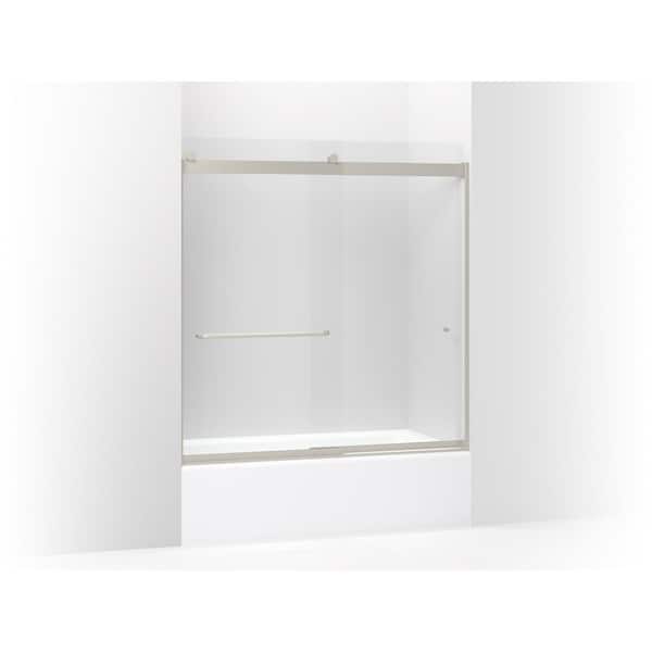 KOHLER Levity 59.625 in. W x 62 in. H Frameless Sliding Shower Door in Bright Polished Silver