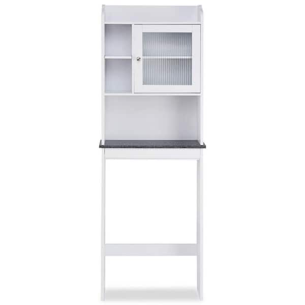 VERYKE Matte White Bathroom Storage Cabinet Organizer Bathroom Shelf  Over-The-Toilet with 3 Shelves and 2 Doors YB-W37040332 - The Home Depot