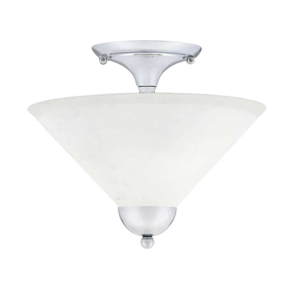 Bristol 12 in. 2-Light Chrome Transitional Semi-Flush Mount with 12 in. Whi