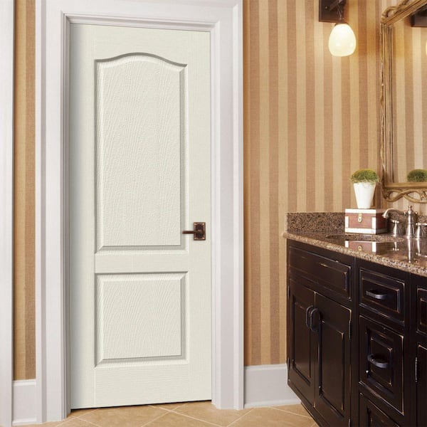 30 in. x 80 in. Camden Vanilla Painted Left-Hand Textured Hollow Core Molded Composite Single Prehung Interior Door