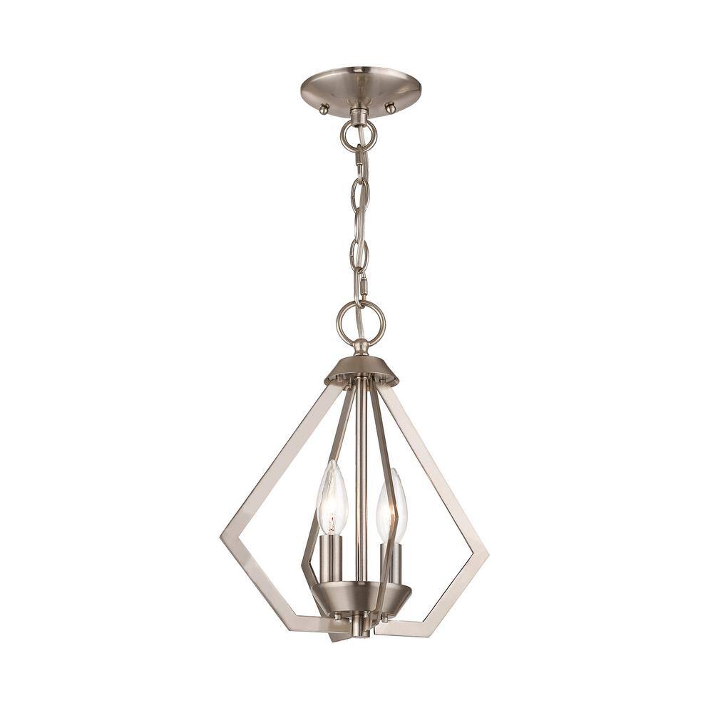Brushed Nickel Mini Geometric 2-Light Chandelier