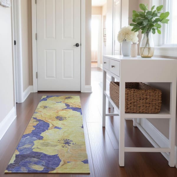 Mayfield Premium Machine Washable Abstract AMF1542 Wheat 2 ft. 3 in. x 7 ft. 6 in. Runner Rug