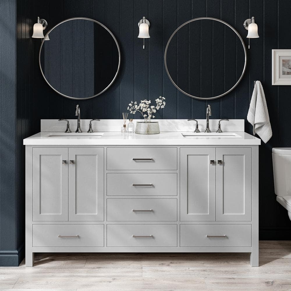 ARIEL Cambridge 67 in. W x 22 in. D x 36 in. H Double Bath Vanity in ...