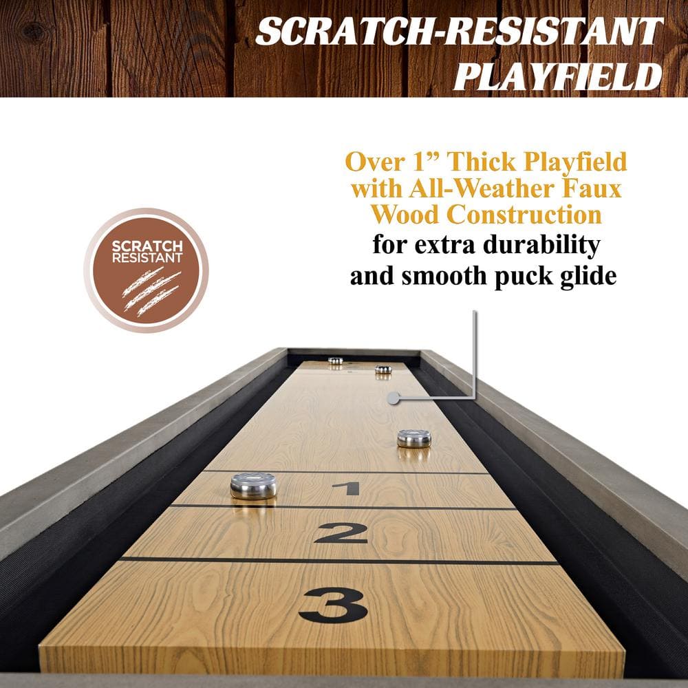 Aurora 11 Ft Gray Outdoor Shuffleboard Table with MDF Playfield