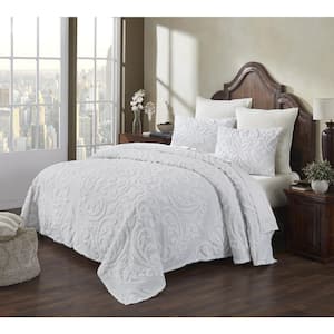 Rylee White Single Piece 100% Cotton Full/Double Bedspread