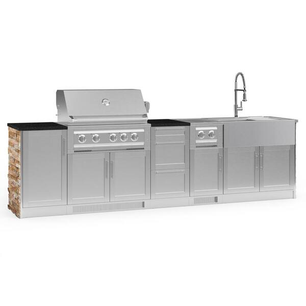 NewAge Products Signature Series 127.16 in. x 25.5 in. x 58.64 in. 10-Piece Outdoor Kitchen Cabinet Set with Liquid Propane 36 in. Grill
