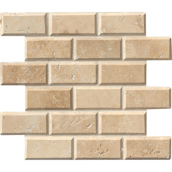 MSI Tuscany Ivory Beveled 11.81 in. x 11.81 in. Honed Travertine Mosaic Tile (9.7 sq. ft./Case)
