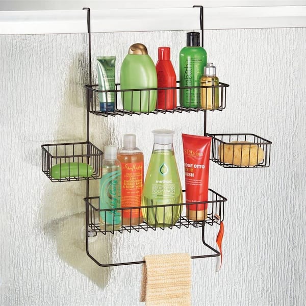 Cubilan Wall Mount Adhesive Corner Shower Caddy with Soap Holder and 12  Hooks in Bronze (3 Pack) B0B7J8WMVR - The Home Depot