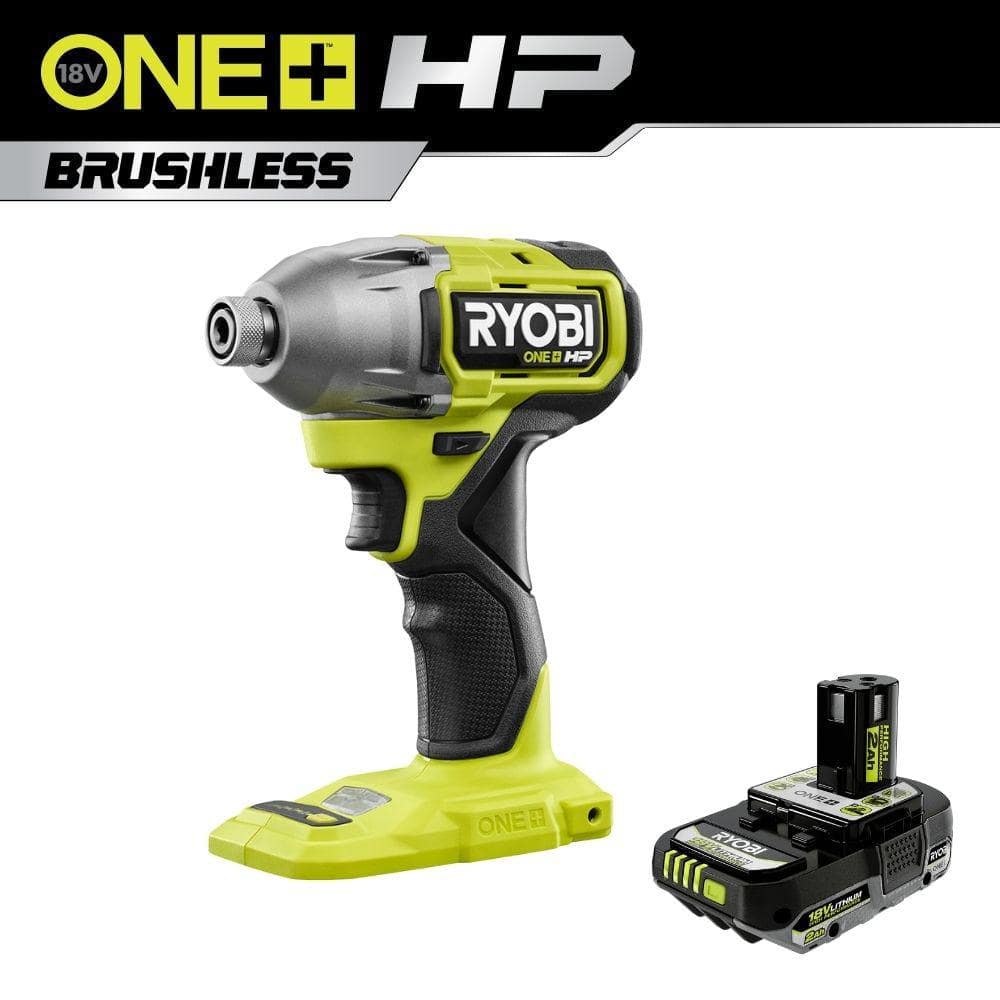 RYOBI ONE+ HP 18V Brushless Cordless 1/4 in. 4-Mode Impact Driver with ONE+ 18V 2.0 Ah Lithium-Ion HIGH PERFORMANCE Battery -  PBLID02BPBP003