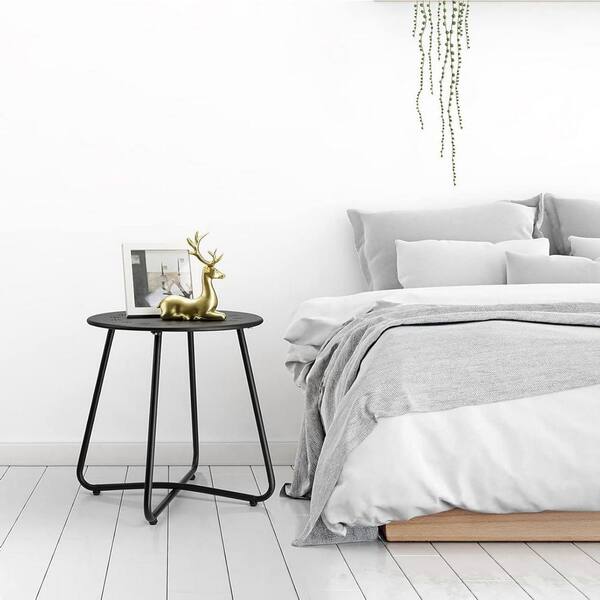 Metal Outdoor Side Tables with Flower Cut Outs, Small Round