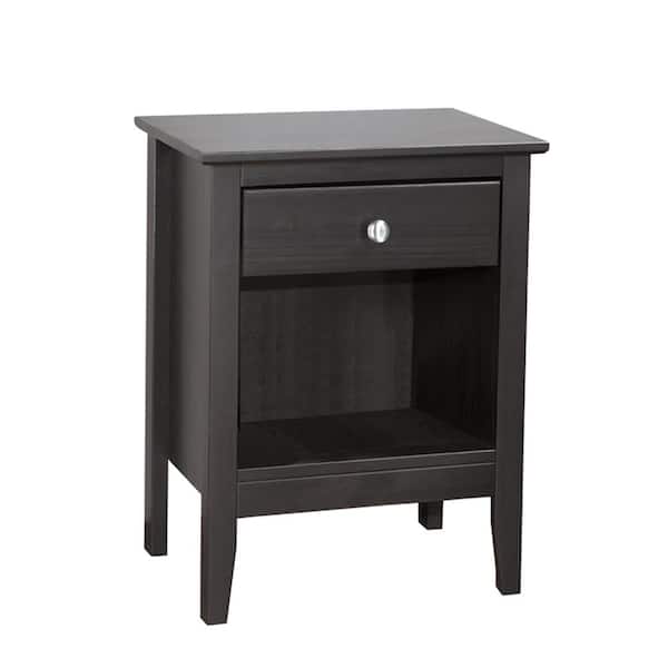 Jela-USA Black Single Drawer End Table/Nightstand with Cubby