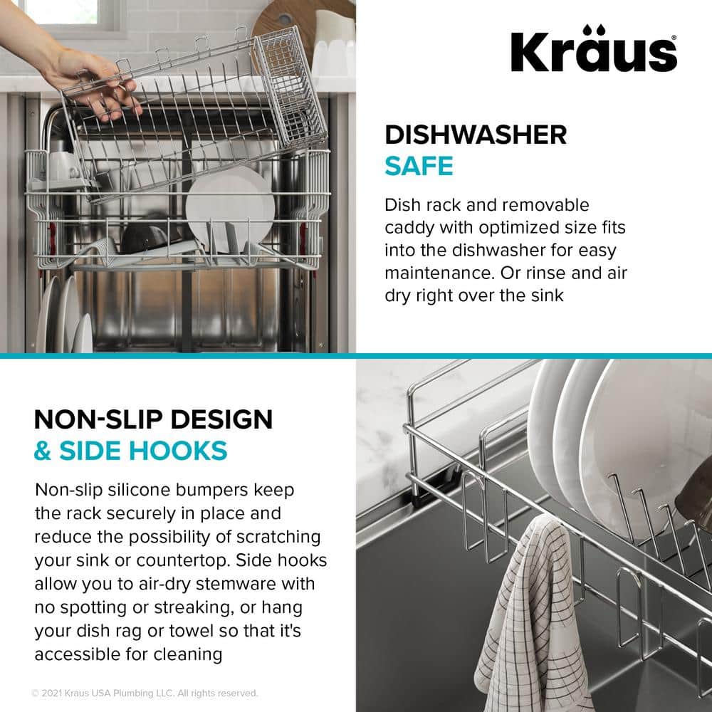 Stainless Steel Over-the-Sink Dish Drying Rack with Utensil Holder