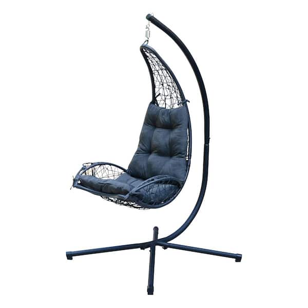 Algoma 6.5 ft. Tall Cushioned Rattan Wicker Hanging Hammock Chair with Stand - Gray