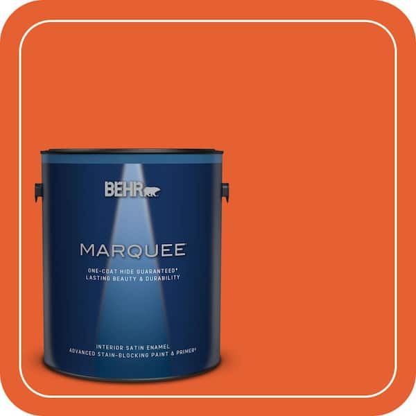 BEHR MARQUEE 1 gal. #S-G-230 Startling Orange Satin Enamel Interior Paint & Primer