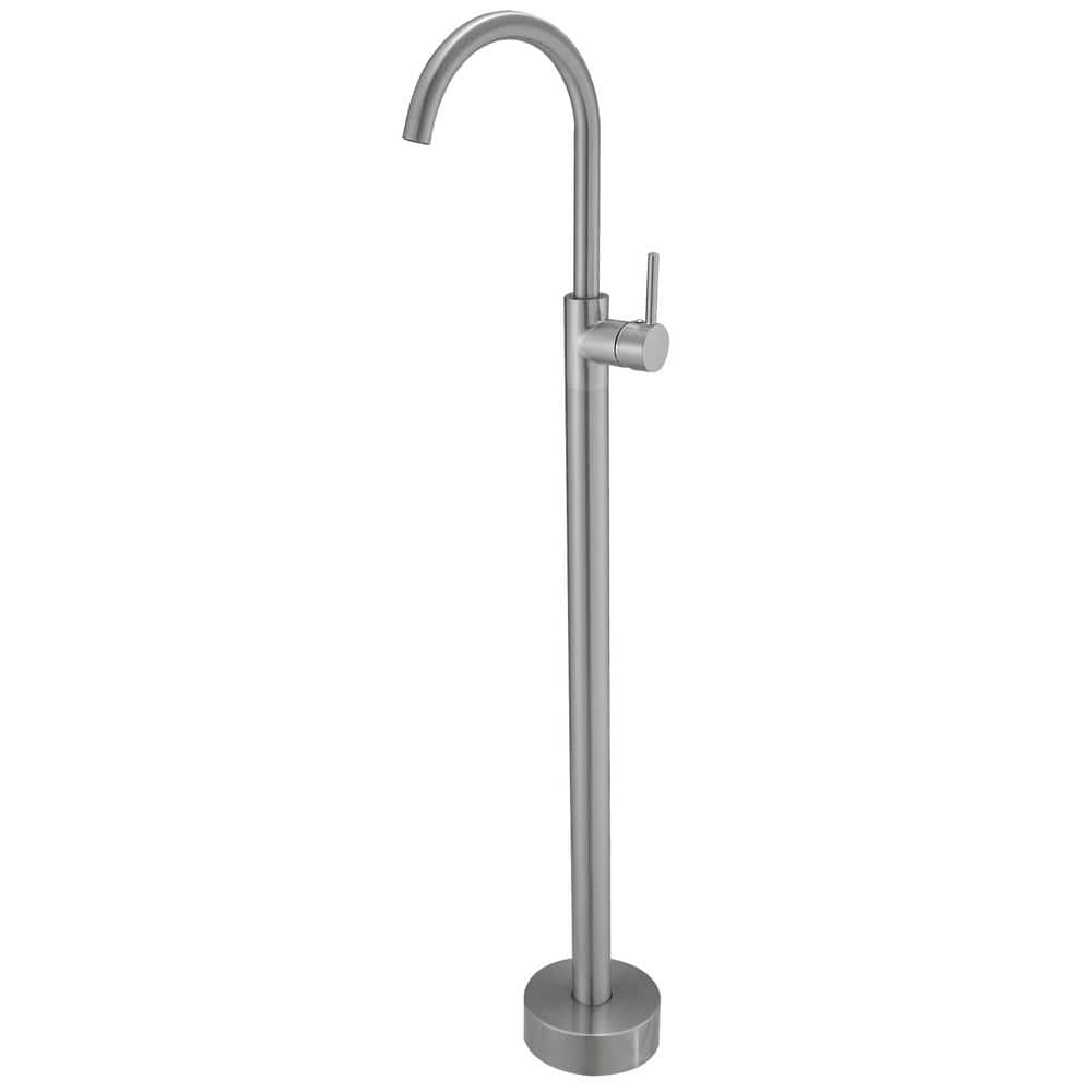 Single-Handle Freestanding Tub Faucet Floor Mount Tub Filler Tub Spout Function Without Handheld Spray in Brushed Nickel price history on PriceWatchPro