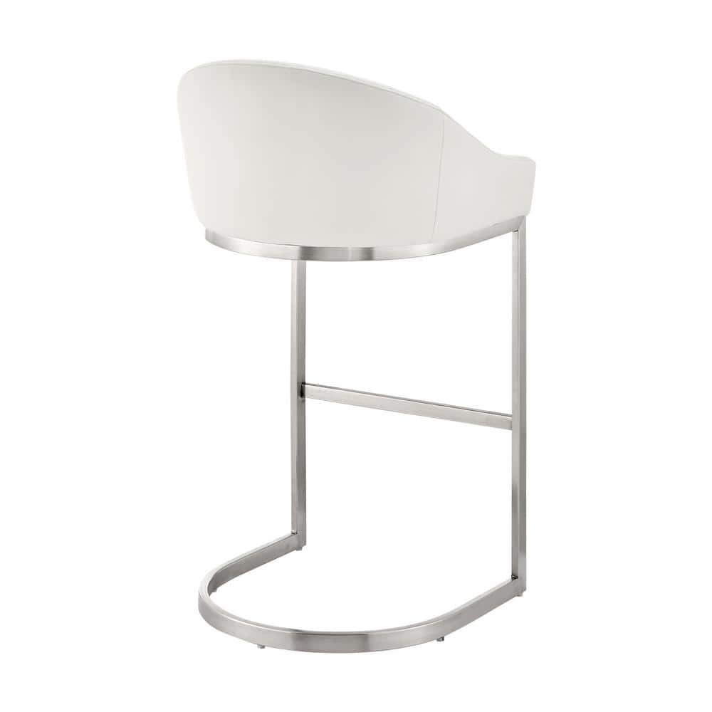 Katherine 30" White Faux Leather Metal Bar Stool