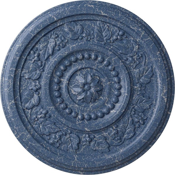 Ekena Millwork 16-1/8 in. x 5/8 in. Marseille Urethane Ceiling Medallion (Fits Canopies upto 4-1/4 in.), Americana Crackle