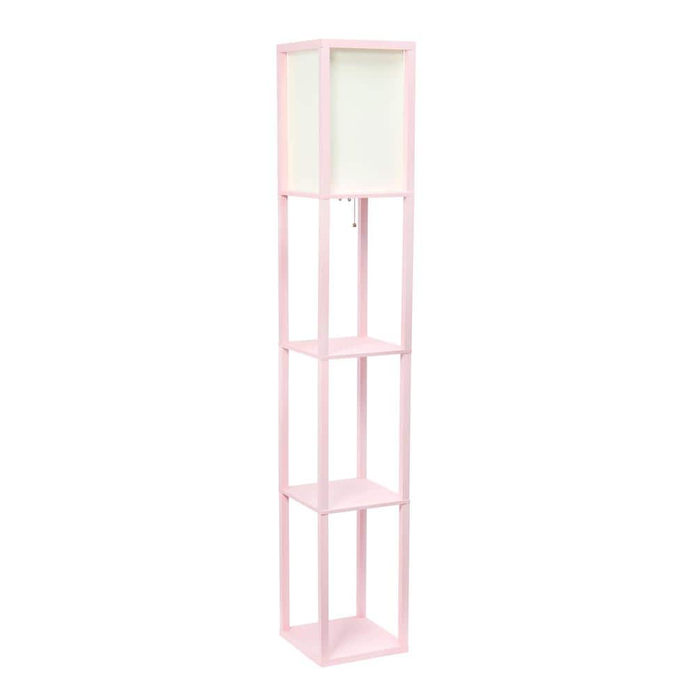 Elegant Light Pink Floor Lamp with Integrated Shelving