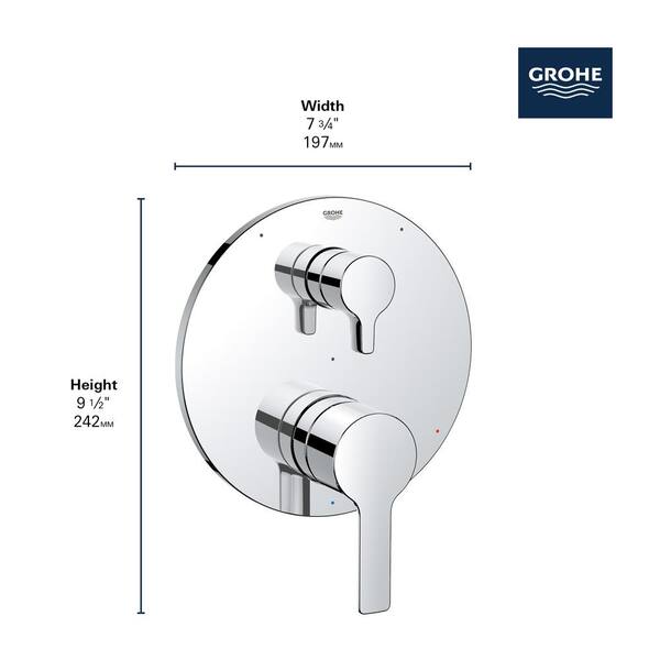GROHE Lineare 3-Way Diverter 2-Handle Wall Mount Tub and Shower 